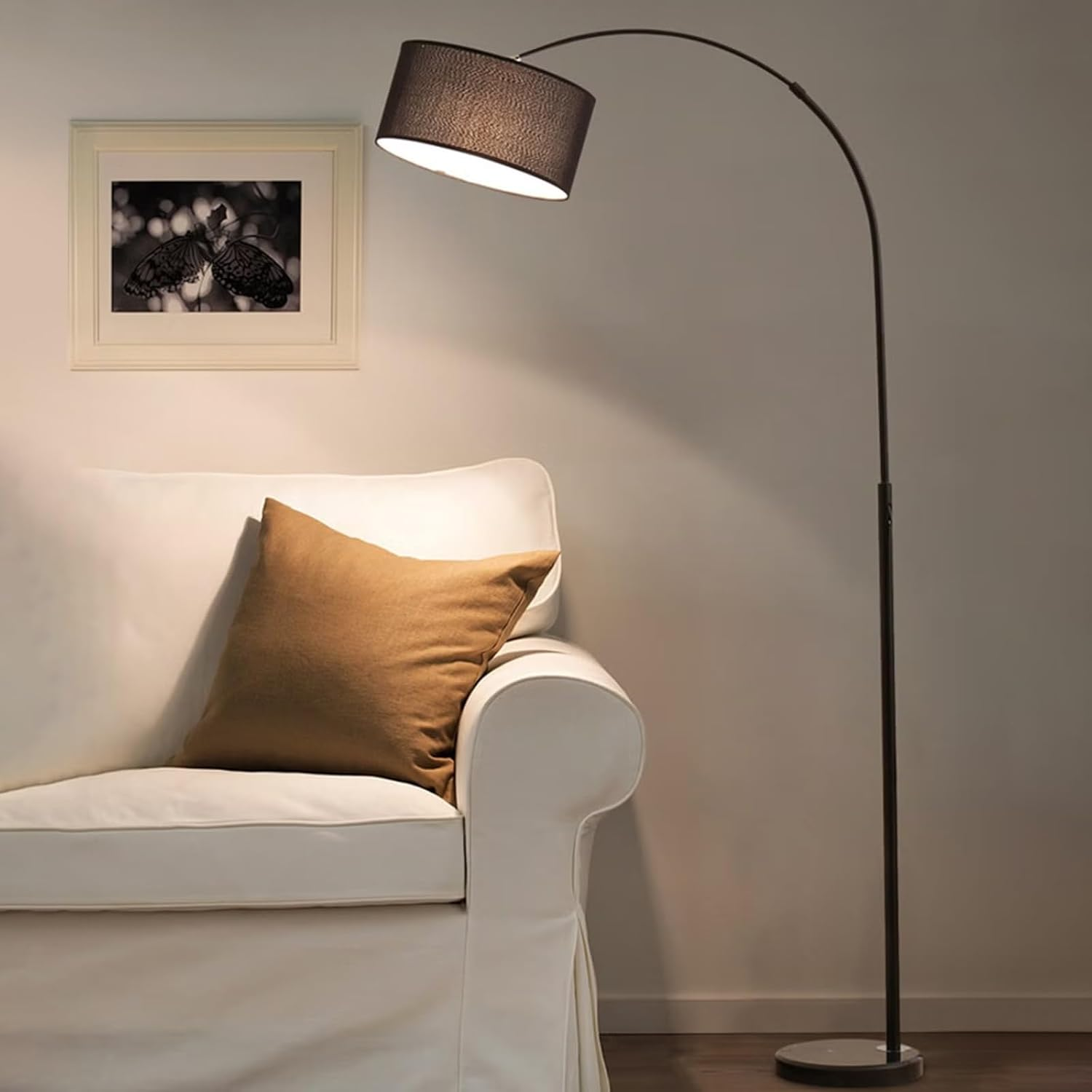 Sumkyle Arc Floor Lamp, Modern Standing Lamp with 12W LED Bulb, Adjustable Color Temperature LED Lighting for Bedroom, Living Room, Study Room (Black) image number 2