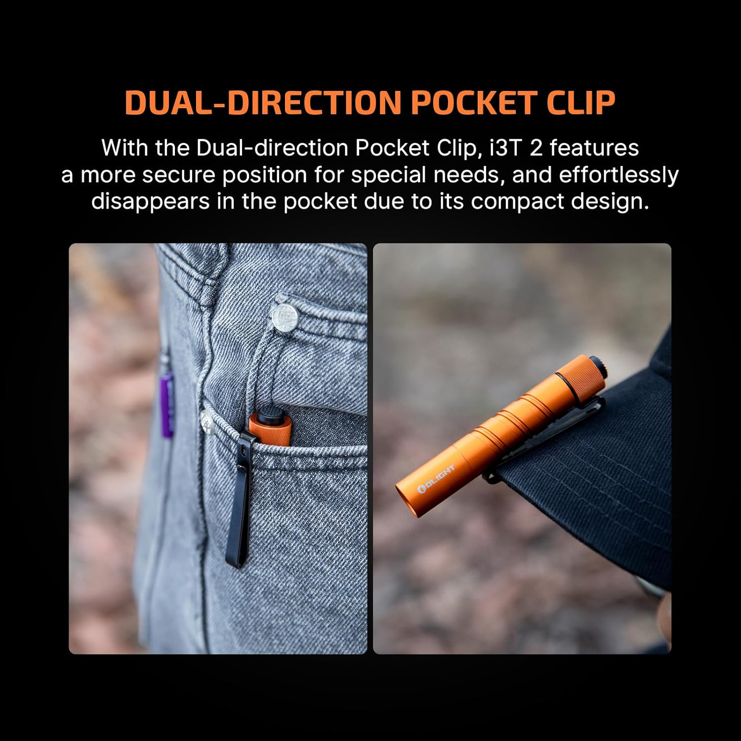 OLIGHT I3T 2 EDC Dual-Output Flashlight Cordless Night Torch Max 200 Lumens IPX8 Waterproof Flashlight Battery Torch for Travel, Inspection, Gift (Orange) image number 4