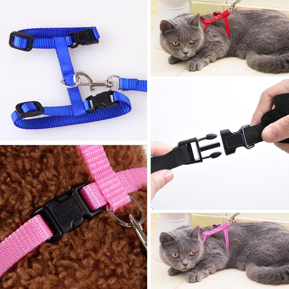 2 Pack Cat Harness and Leash, Adjustable Comfortable Nylon Pet Strap Collar with Leash, Escape Proof Safety Rope Leads Chest Strap for Kitten Puppy Rabbits Walking Training (Black & Red) image number 3