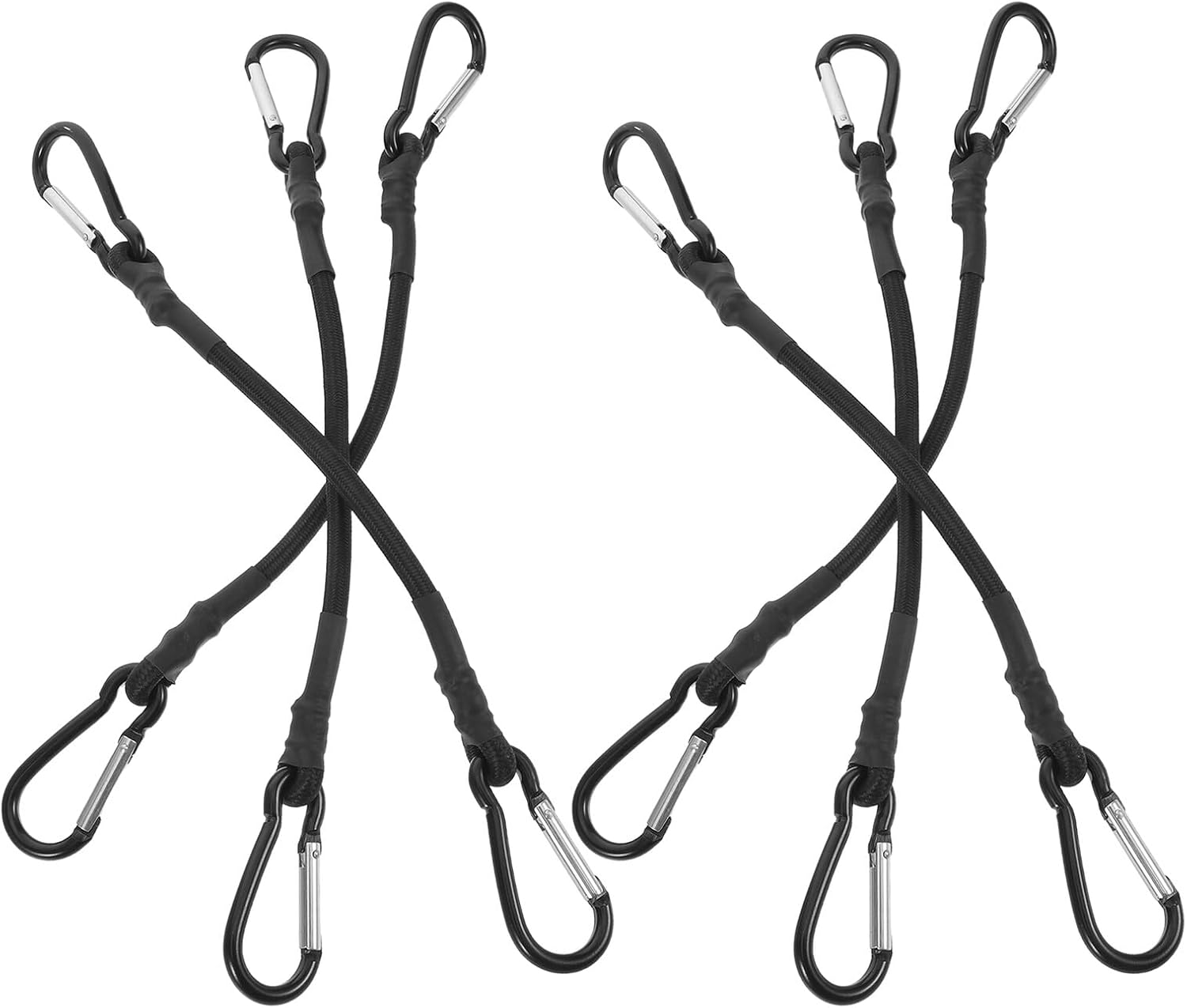 WHAMVOX 8Pcs Heavy Duty Rubber Bungee Straps with Carabiner Hooks Weather-Resistant Outdoor Elastic Cord Pack for Secure Cargo Luggage Camping Gear Travel and Hunting Organization image number 1