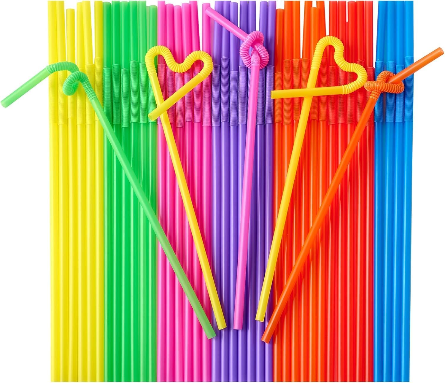 Reusable Drinking Straws, 150 PCS 21Cm Long Multiple Colors Stripes Straws - Suitable for Various Drinks, Juice, Milk, Tea, Daily Use (Multicolor B-150Count)