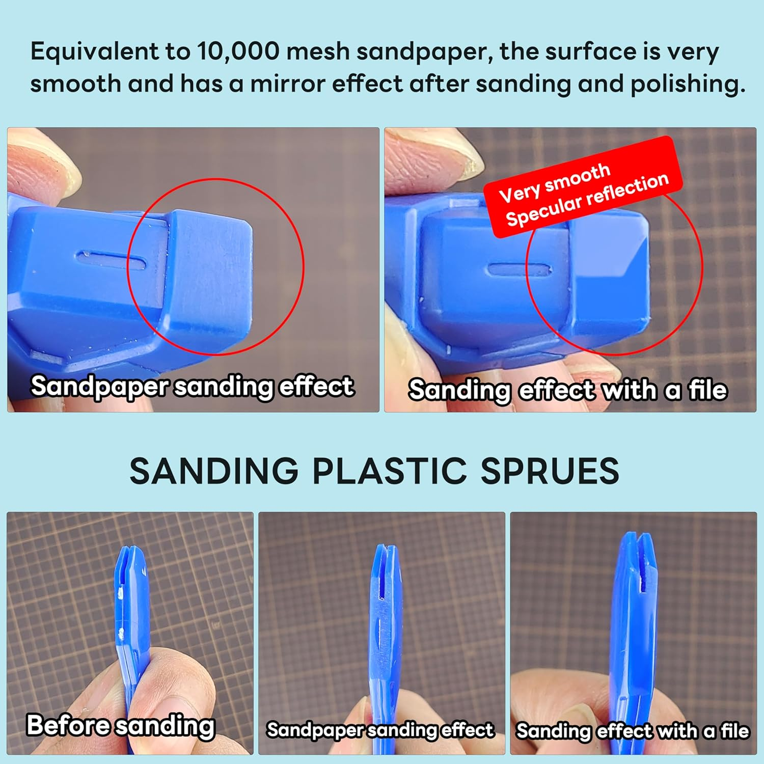 Stedi Hobby Model Polishing Tools 4 PCS, Ultimate Precision Files #10000 Grit Glass Mirror Grinding Tools for Plastic Gundam Models, Wood, Resin-Base Parts. image number 4