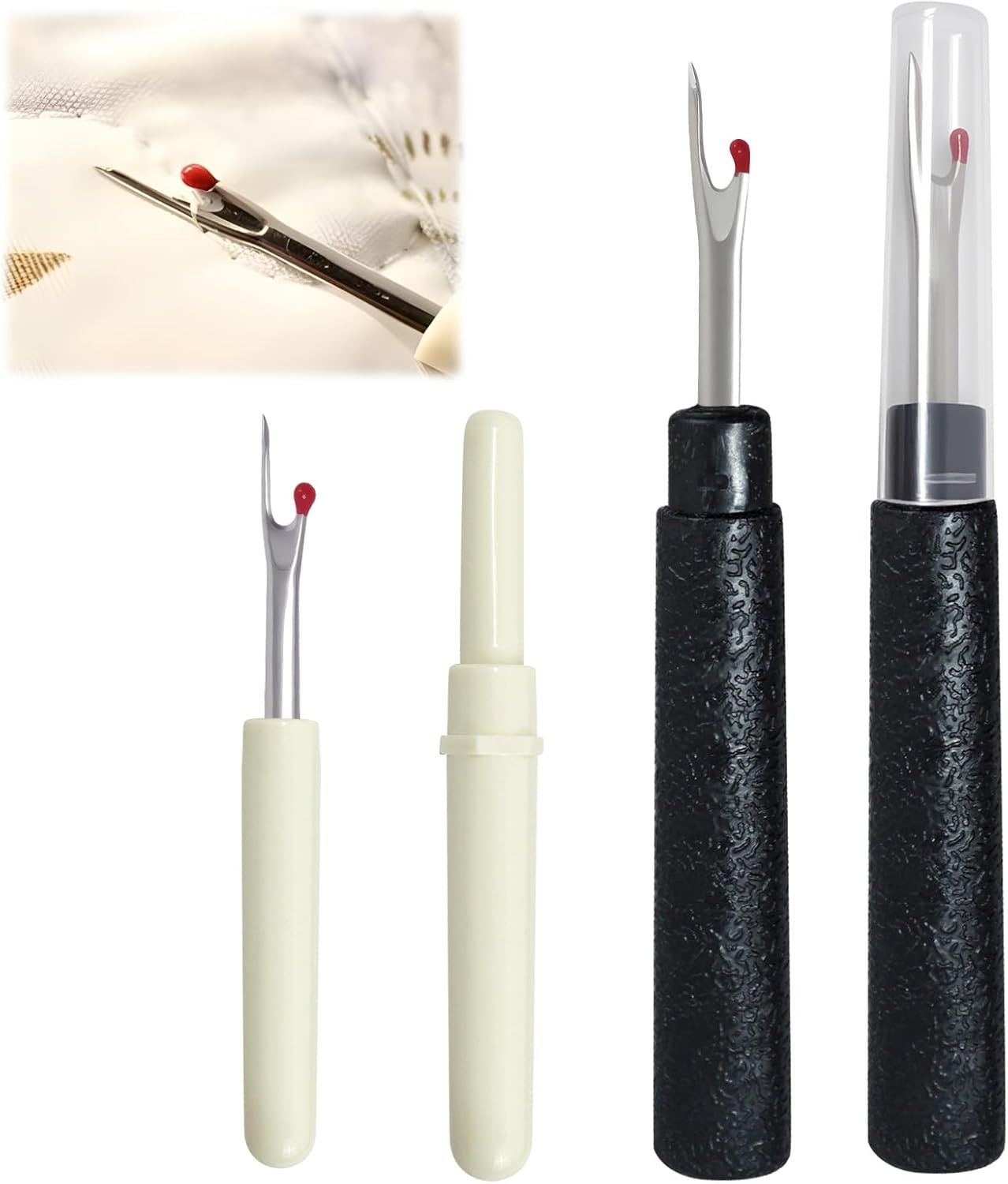 4 Pack Seam Ripper Stitch Remover Set - Sharp Steel Unpicker with Ergonomic Handles for Sewing, Quilting, Embroidery & Crafting, 2 Large & 2 Small image number 1