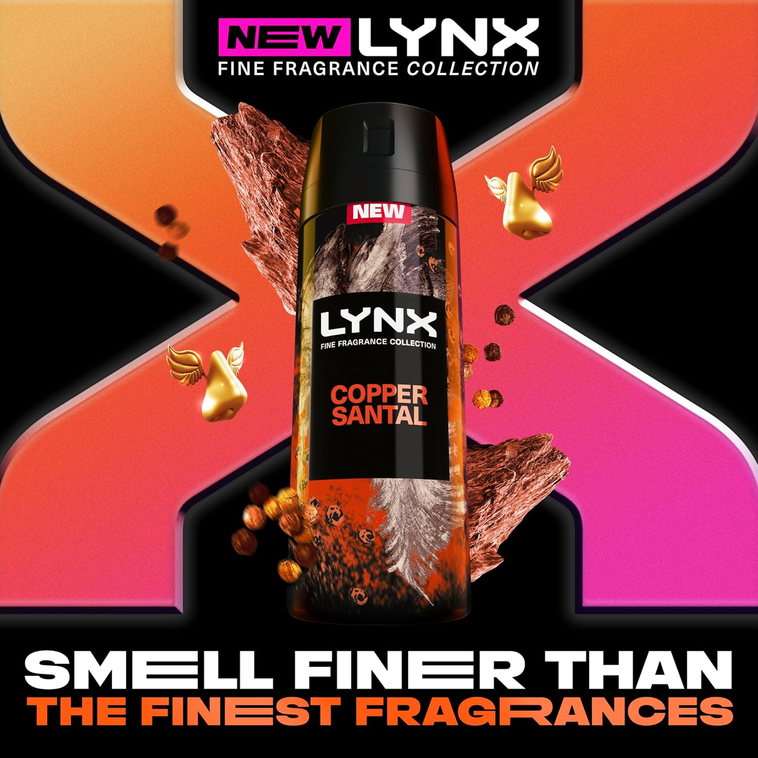 LYNX BODY SPRAY PREMIUM FINE FRAGRANCE COLLECTION COPPER SANTAL BROWN SUGAR and PEPPER SCENT 72H 150ML image number 1