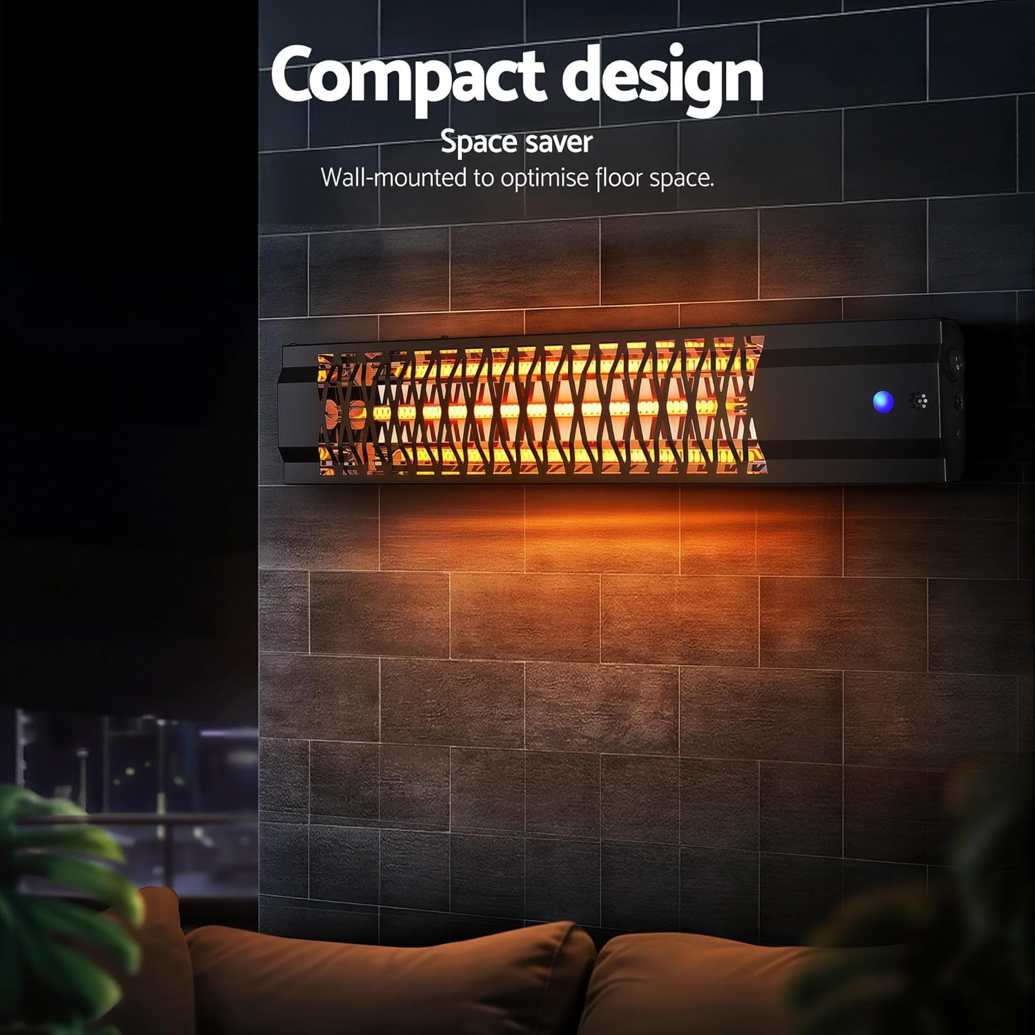 Devanti Radiant Heater, 2000W Portable Electric Infrared Strip Heaters for Bedroom Indoor Home Room Bathroom Space Heating, Remote Control Wall Ceiling Mounted Black image number 1