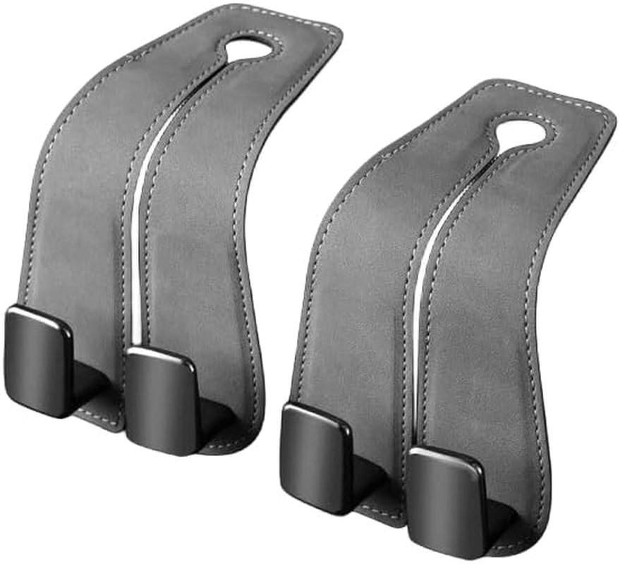 Car Seat Back Double Hook - Suede Hook, Upgraded 2 in 1 Purse Hook, Universal Hidden Multifunctional Headrest Hooks for Car, Home (Brown, 2Pcs)