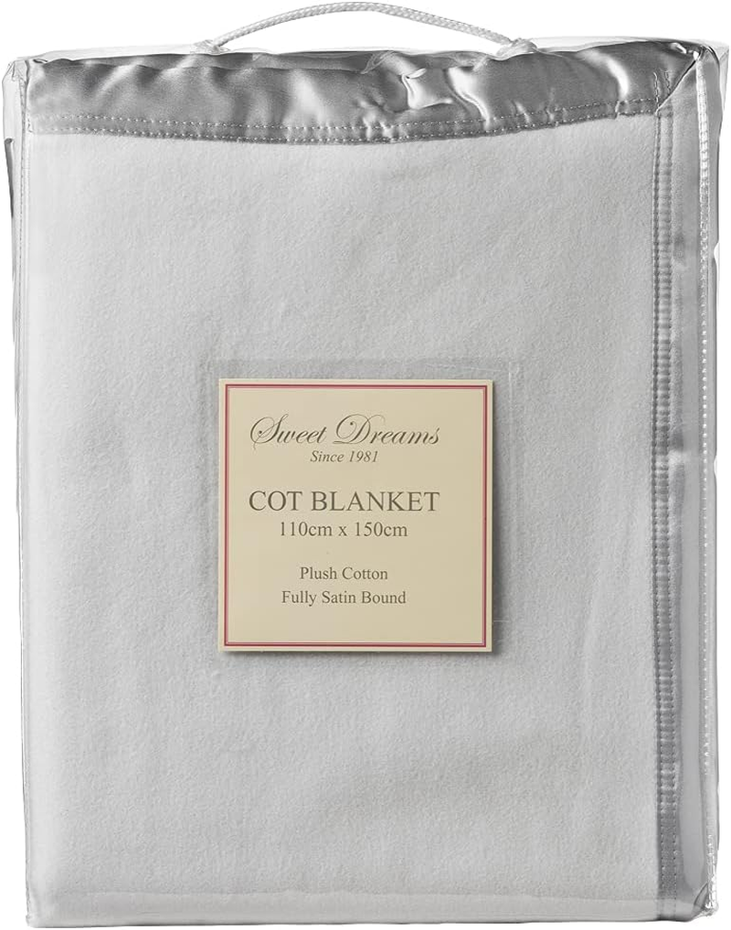 Sweet Dreams Cot Cotton Fleece Blanket, Grey