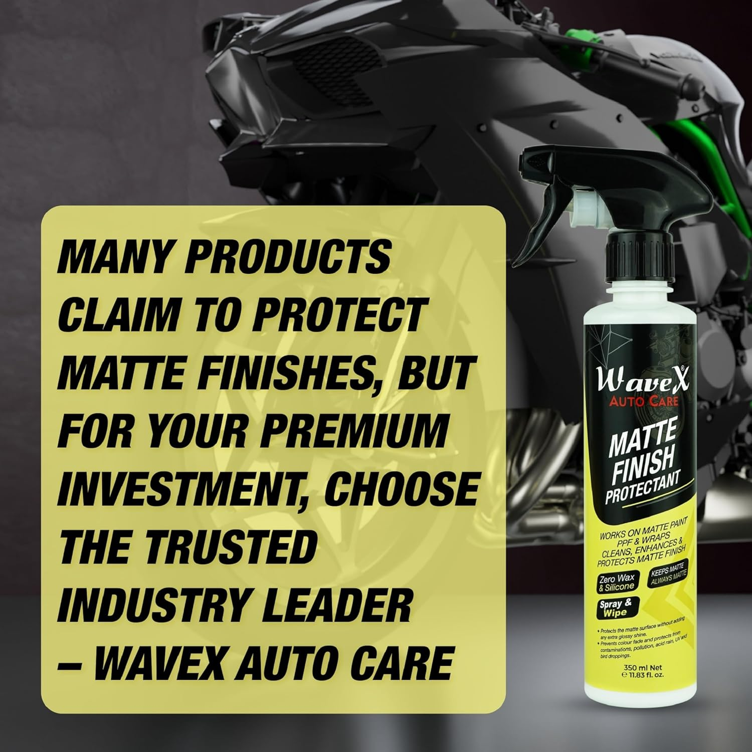 Wavex Matte Finish Protectant Bike Polish 350Ml | That Cleans, Protects and Maintains Showroom Finish of Matte Bikes & Cars image number 1