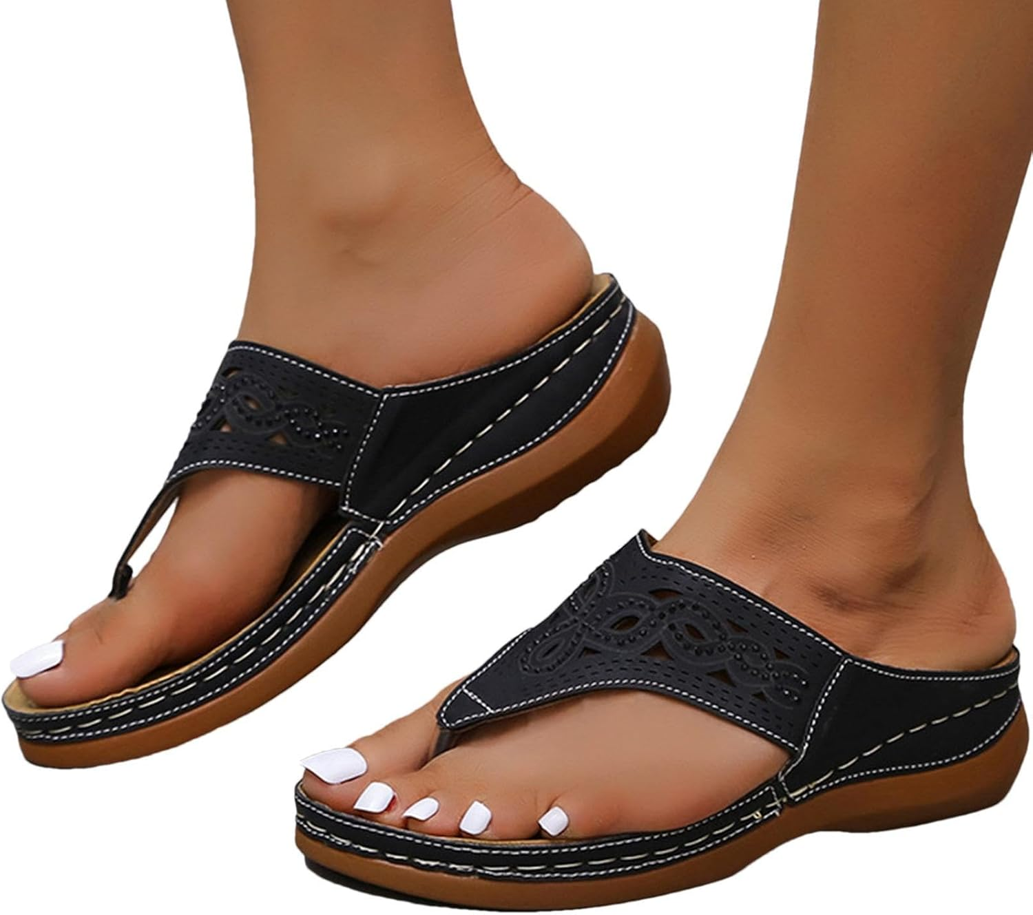 Womens Orthopedic Sandals - Arch Support for Women,Casual Slippers Thick Sole for Vacation, Travel, Beach Buniq image number 2