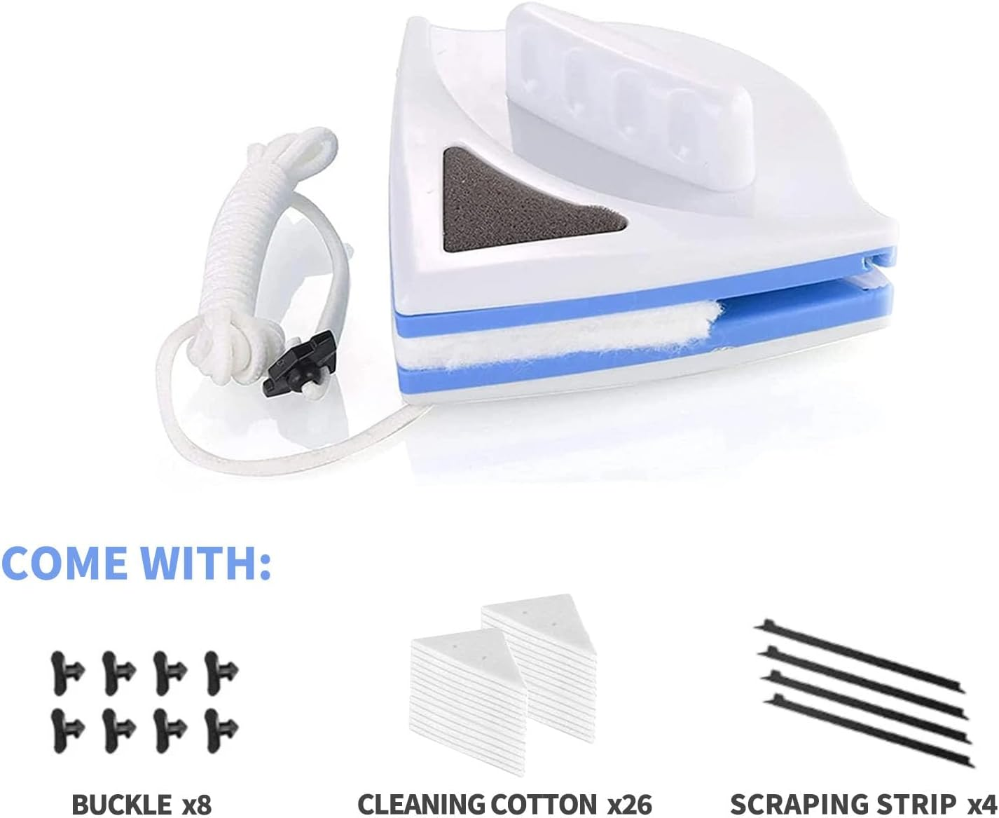 Double Sided Magnetic Window Wiper Comes with 38 Accessory Sets Glazed Window Glass Wiper Will Adjustable Magnetic Slidin Cleaning Brush Suitable for High Rise Buildings 3-8Mm Home Single Layer Glass