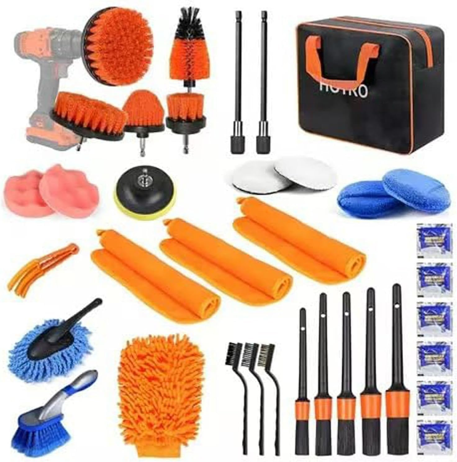 36Pcs Car Detailing Brush Set Buffing Sponge Pads Kitcar Detailing Kit Auto Detailing Drill Brush Set Car Wash Kit Car Accessories Car Cleaning Tools Kit for Interior, Exterior, Wheels image number 2