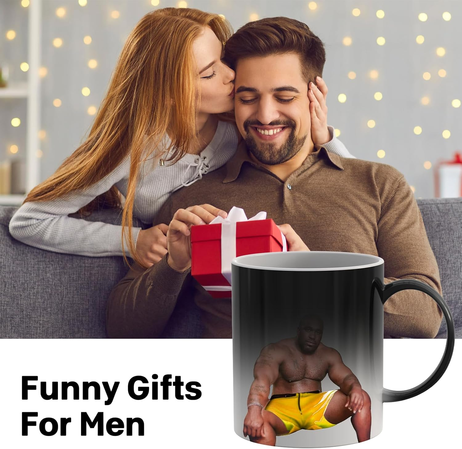 Mothers Day Mom Gifts from Daughter Son, Personalized Novelty Presents for Wife from Husband, Funny Gifts for Men Women, Message Appears as It Heats, Mothers Day Birthday Prank, Office Joke - Green-Tinsel image number 5