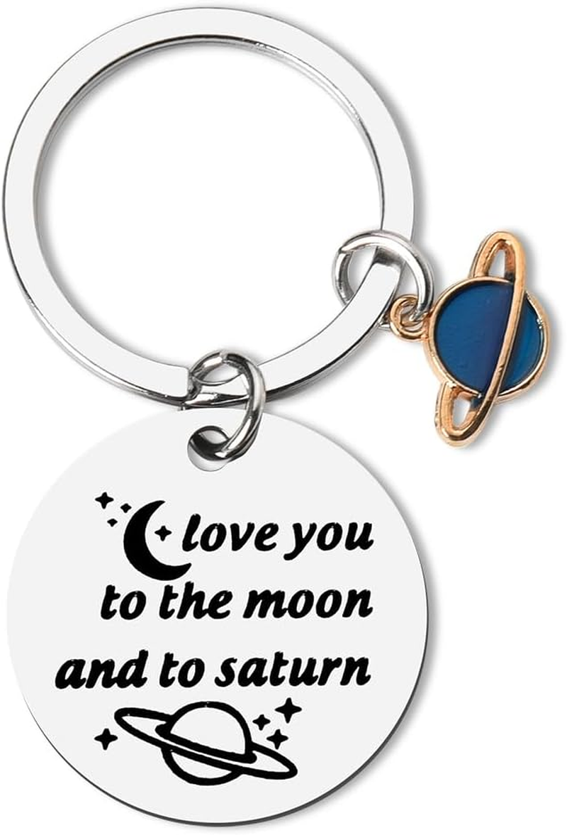 I Love You to the Moon and to Saturn Keychains Anniversary Valentines Gifts for Couple Wife Husband I Love You Gifts for Boyfriend Girlfriend Christmas Birthday Gift Mom Dad Key Chains image number 2