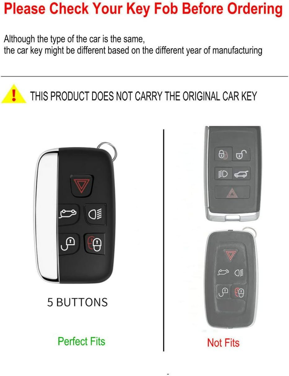 Key Fob Cover Case for Land Rover Metal Shell Smart Key Holder Compatible with Range Rover Sport Discovery LR4 Evoque Velar (Silver) - Silver image number 5