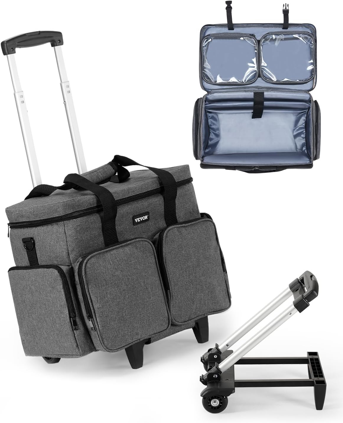 VEVOR Rolling Laptop Bag, Fits up to 15.6 Inch Laptop, Wheeled Briefcase, Teacher Roller Computer Tote Bag with Detachable Trolley & Telescopic Handle, Laptop Case for Work Travel, Women & Men (Gray) image number 1