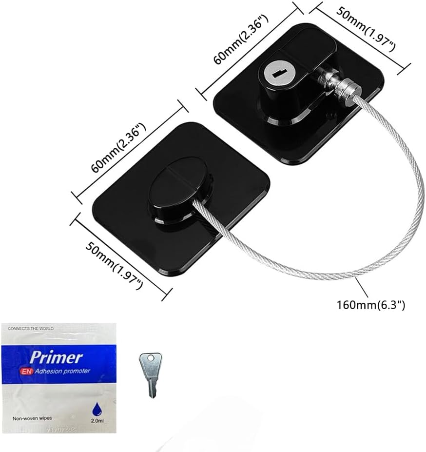 Meichoon 4 Pack Child Safety Cabinet Locks No Drill Baby Proof Refrigerator Door Lock for Windows Ovens Closets Black - Black image number 3