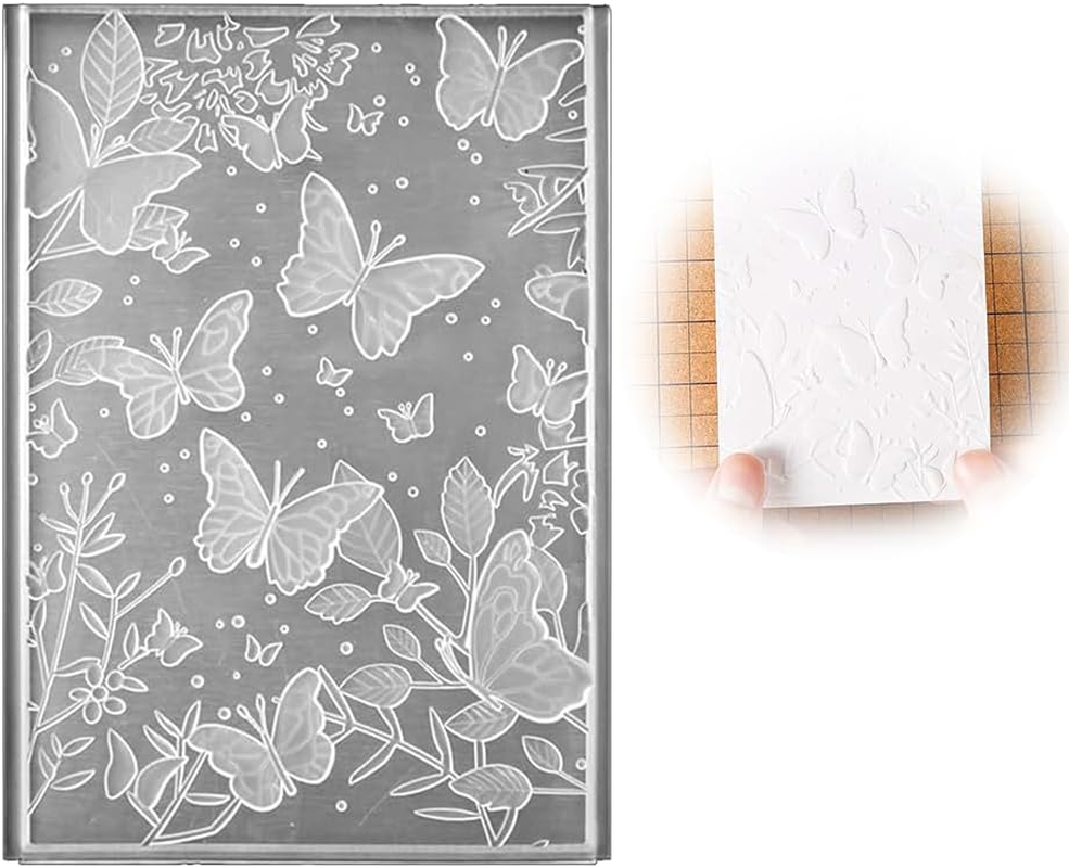 1Pcs 3D Embossing Folders,Textured Flowers Leaves Butterflies Background Embossed Template,Embossing Plates,Plastic Template,For Card Making,Scrapbooking Paper, Photo Album image number 1