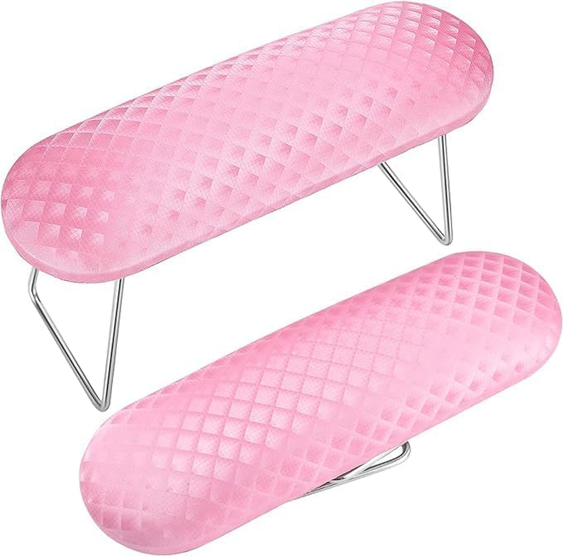WOYAODONG Nail Arm Rest Microfiber Leather Nail Pillow Hand Rest Leather Manicure Pillow Stainless Steel Stand Nail Cushion Nail Art Hand Pillow Nail Arm Holder for Women Girls Nail Art Decoration (Pink) image number 1