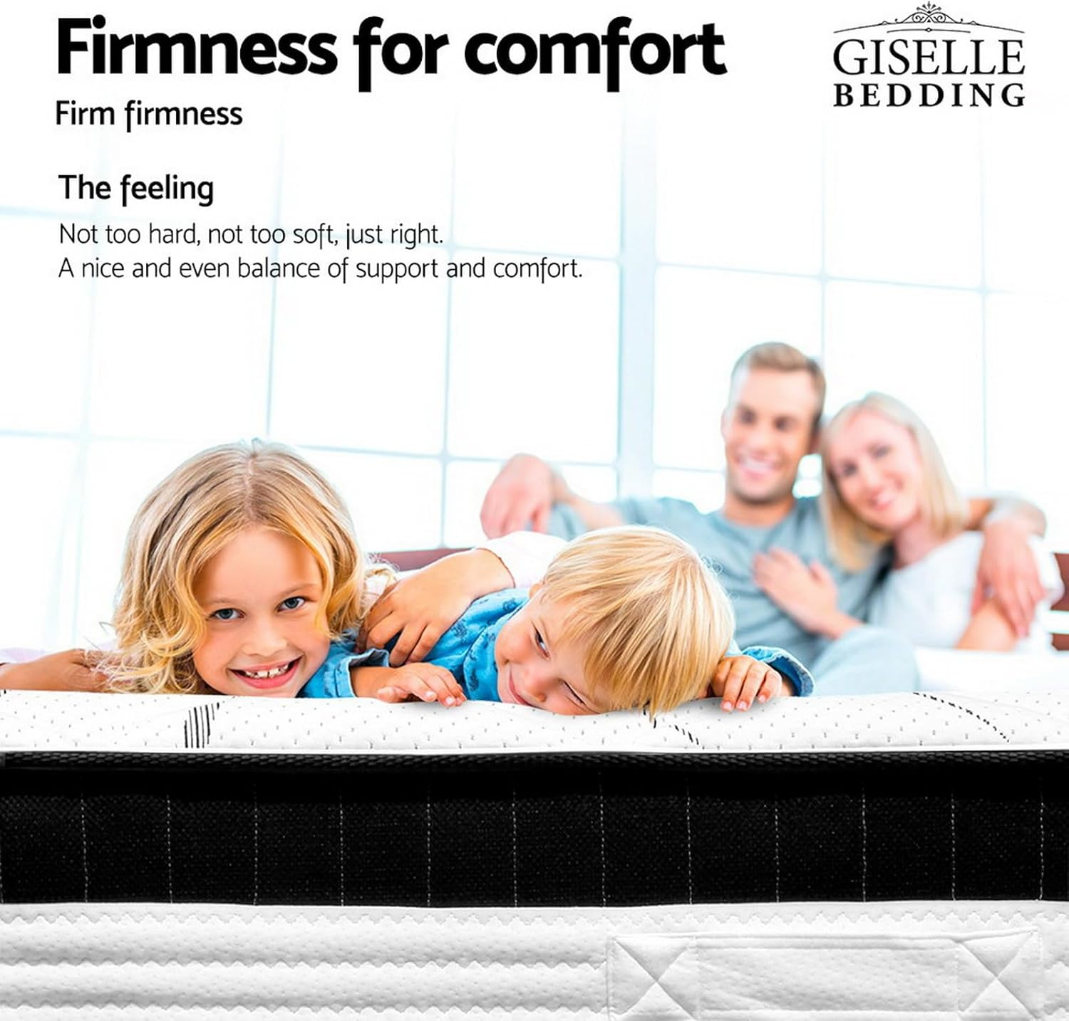 Giselle Bedding Double Mattress Bed Foam Mattresses 30Cm Thickness, with 5-Zone Pocket Spring System and Breathable Euro Top, 5Yrs Warranty, Medium Firm, White with Vacuum Packed image number 4