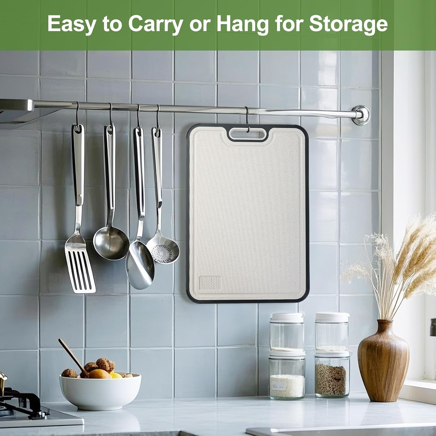 Titanium Cutting Board for Kitchen, Double Side Large Cutting Board for Meats, Fruits and Vegetables, Chopping Board with with Juice Groove, 15.2X10.4Inch image number 4