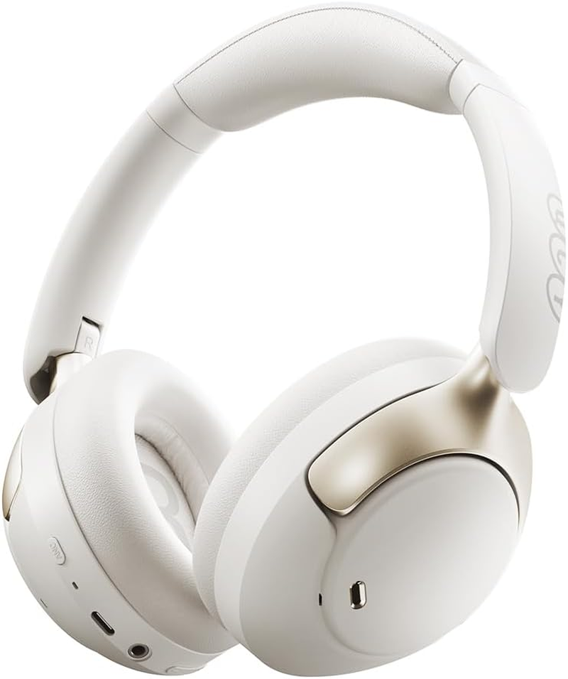 QCY H3 PRO Adaptive ANC Wireless Headphones over Ear, 50Db Active Noise Cancellation with Multiple Modes, LDAC Hi-Res Wireless Audio, 55H Playtime, Custom EQ via App, Bluetooth 5.4, White