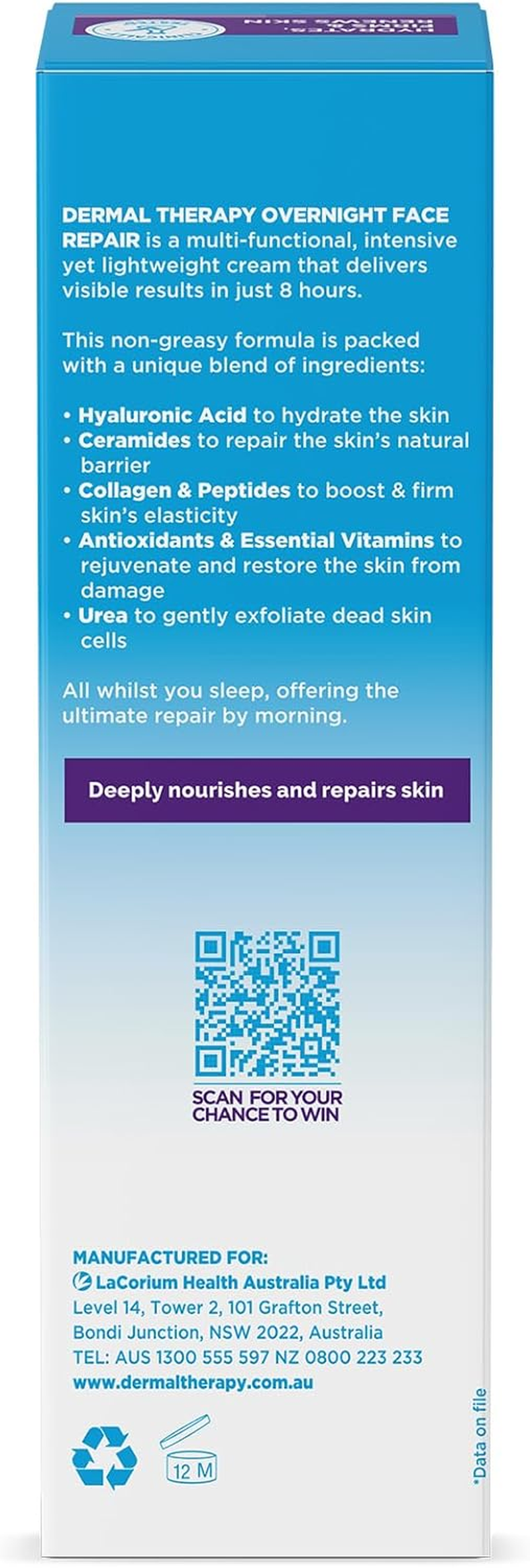 Dermal Therapy Overnight Face Repair | Hydrates, Firms, Renews & Repairs Skin | 40G image number 1