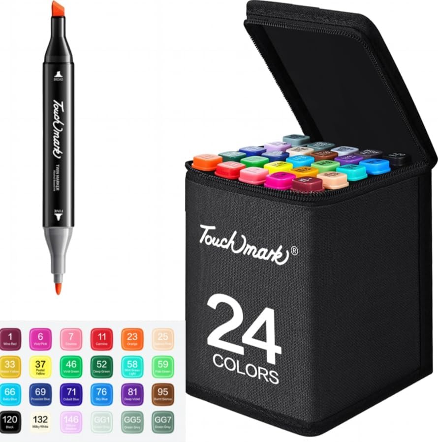 Alcohol Based Markers 24 Colors - Chisel & Fine Dual Tip Markers Set for Adults Kids,Permanent Markers Pens Coloring Alcohol Markers