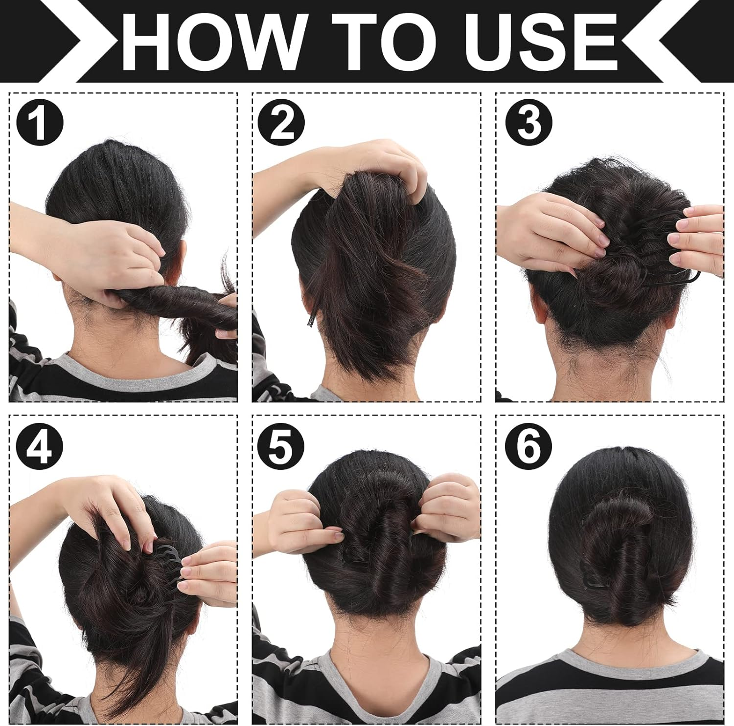 Giegxin 9 Pcs Metal Hair Combs & Pins, U-Shape Twist Hair Tool, Hair Side Combs for Women & Girls (Classic Style, Black, 9.5 X 8 Cm, 7.5 X 6.5 Cm, 9 X 5 Cm) image number 4