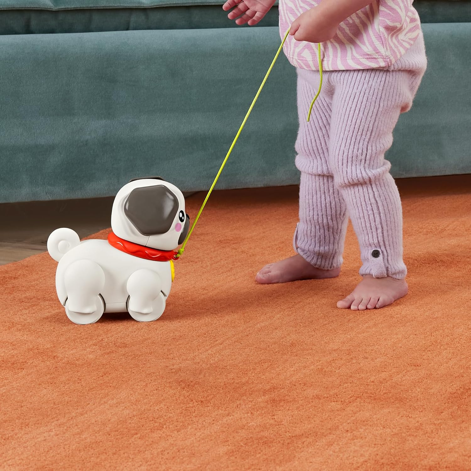 Fisher-Price Baby & Toddler Pull Toy FP Pets Walk-The-Pup-Pug with Motion & Sounds for Kids Ages 12+ Months