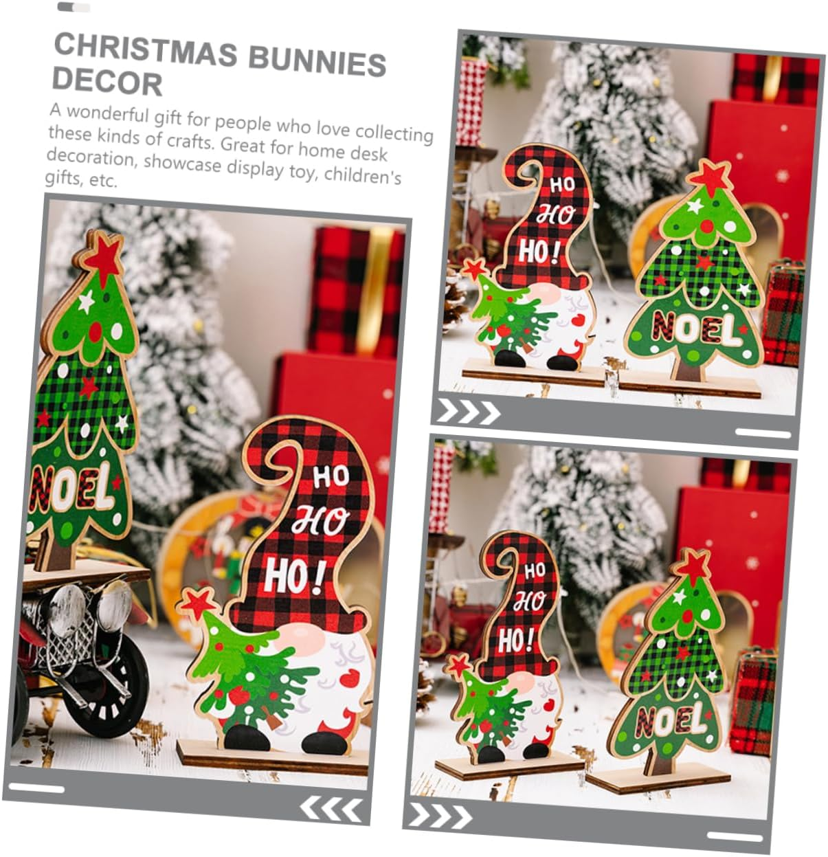 4Pcs Gnome Decorations for Christmas Tabletop Decor Christmas Hats Trees for Holiday Parties Crafts Home and Boys and Girls Room Decoration image number 2