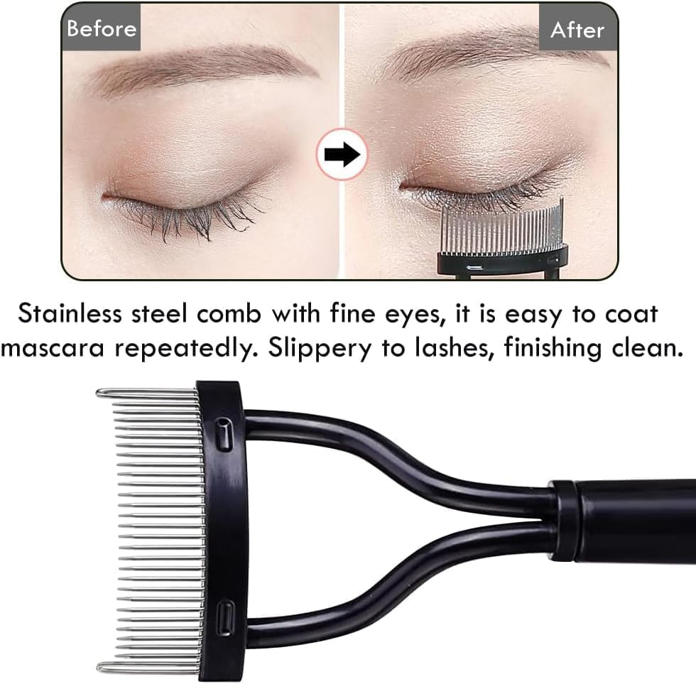 4 Pcs Dust-Proof Case Eyelash Comb Lash Separator, Metal Mascara Lift Curl Brush with Tight-Toothed Steel Needle, Mascara Brush with Arc Design Fits Eyelashes Perfectly, Beauty Makeup Tool (Pink) image number 6