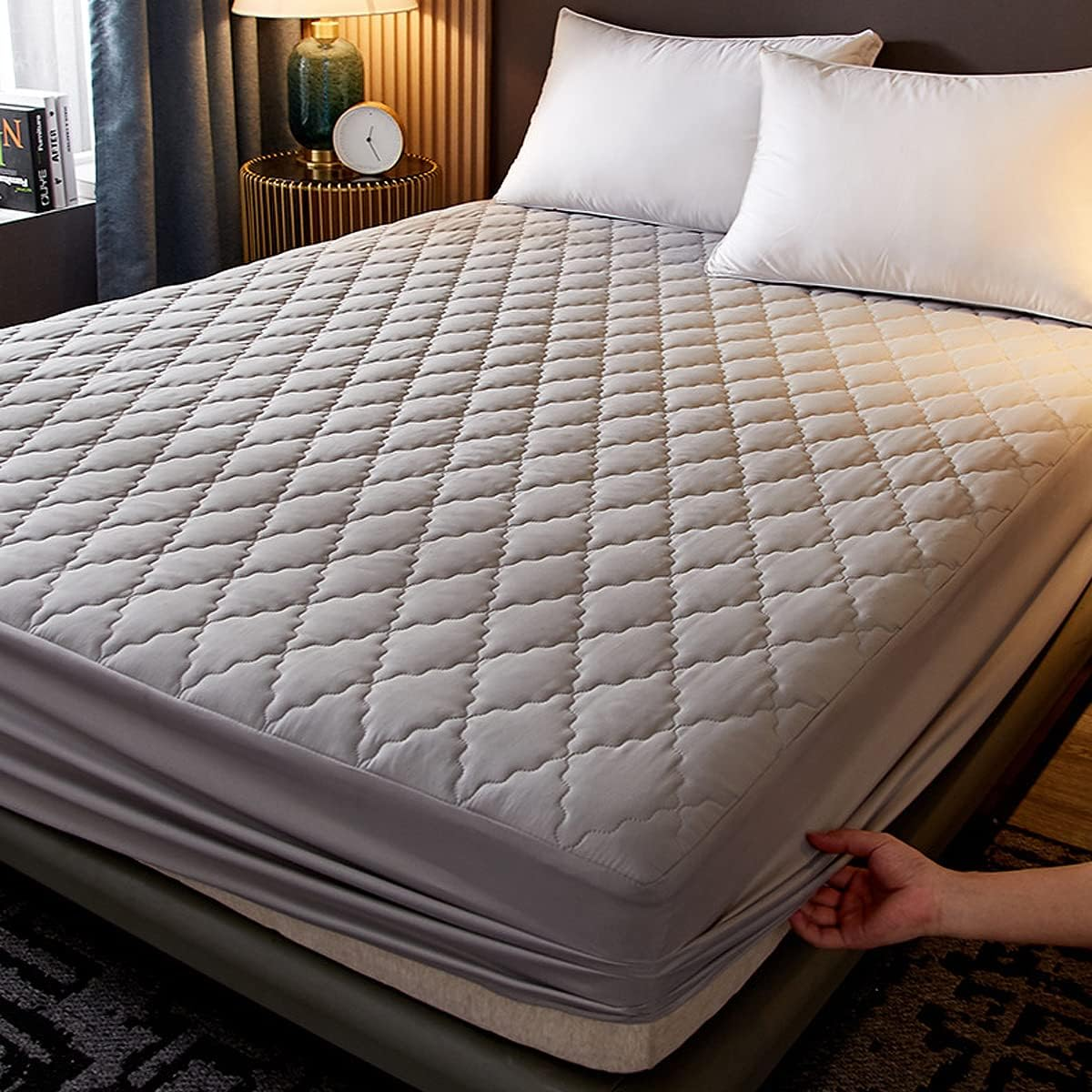 Queen Mattress Protector,Comfprote Premium Cotton 100Percent Waterproof Mattress Cover Protectors - Gray (Queen -153X203 Cm), BP-G-Q01-1 image number 1