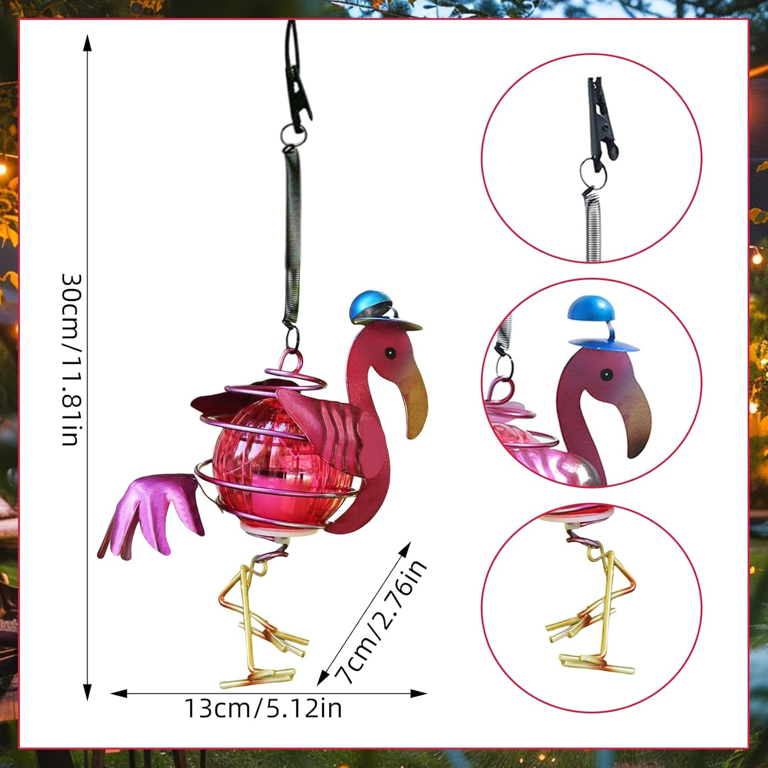 JOKILY Hanging Lamps Solar Lights, Flamingo Decorative Solar Light Outdoor Garden Decoration Fairy Lights, Solar Decoration Flamingo Outdoor Garden Decoration, Solar Lights for Outdoor Garden Lights image number 3