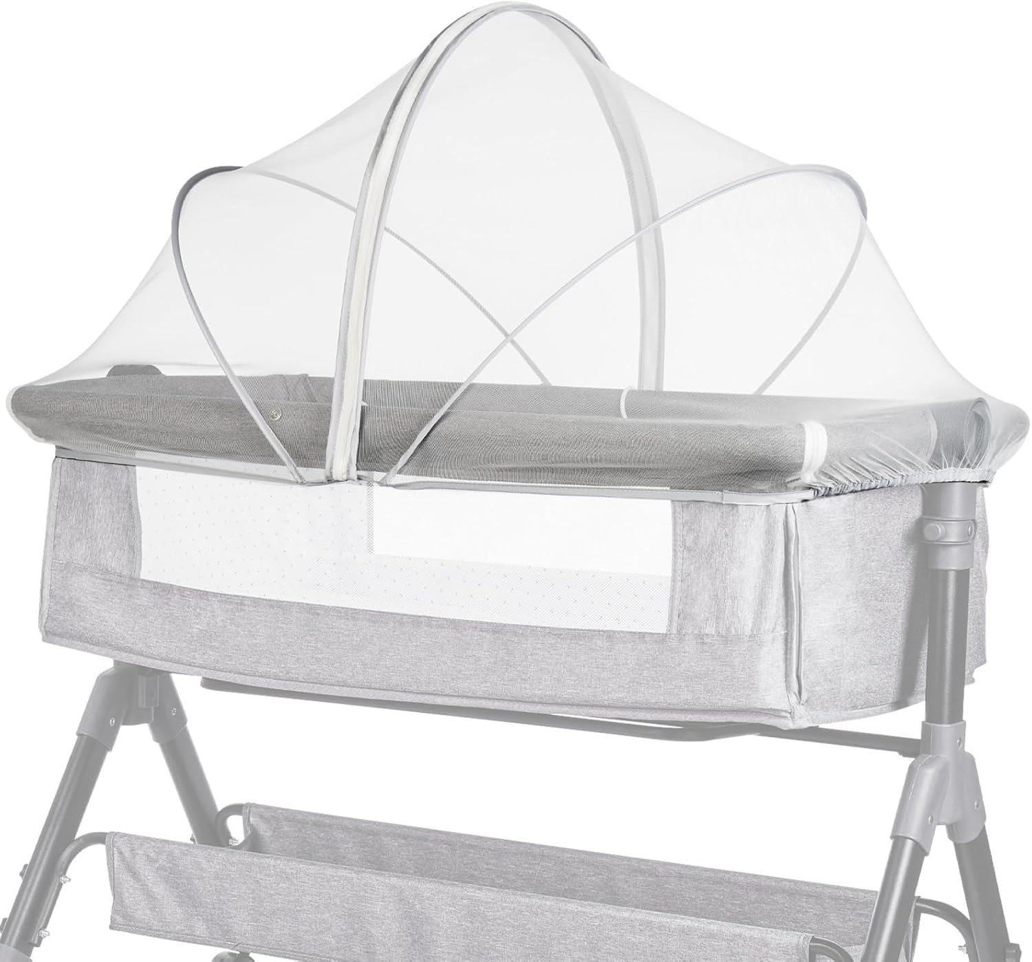 Bassinet Cover Mosquito Net, for Babies to Keep Insects/Bugs/Cats Out, Mesh Cover for Bassinet Bedside Sleeper, Travel Crib, Breathable Baby Mosquito Net with 2-Way Zipper image number 6