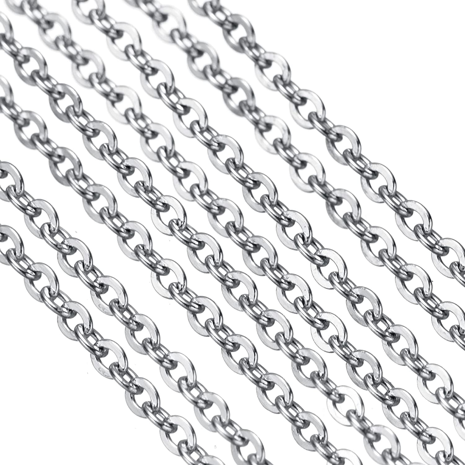 10 Meters Stainless Steel Jewerly Chain,Efgtek 2.0 Mm Small Jewelry Making DIY Chains with 20 Lobster Claps and 28 Pcs Jump Ring ( Silver Color) image number 3