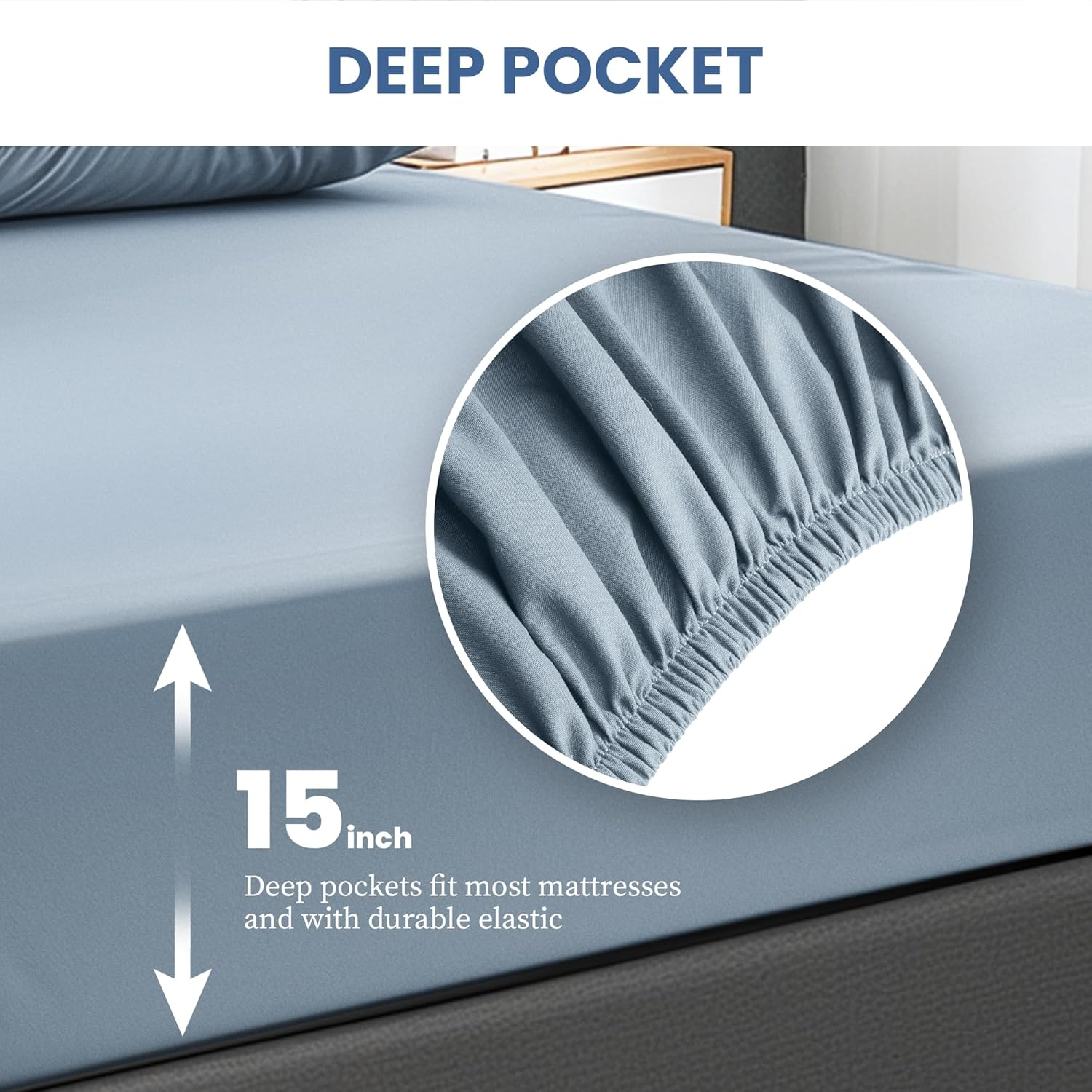 Simple Deluxe Queen Size 4 Piece Sheet Set, Lightweight Super Soft Easy Care Microfiber - Comfy Breathable, Cooling Bedding Sheets with Deep Pocket, Shrinkage and Fade Resistant, Hotel Luxury, Blue