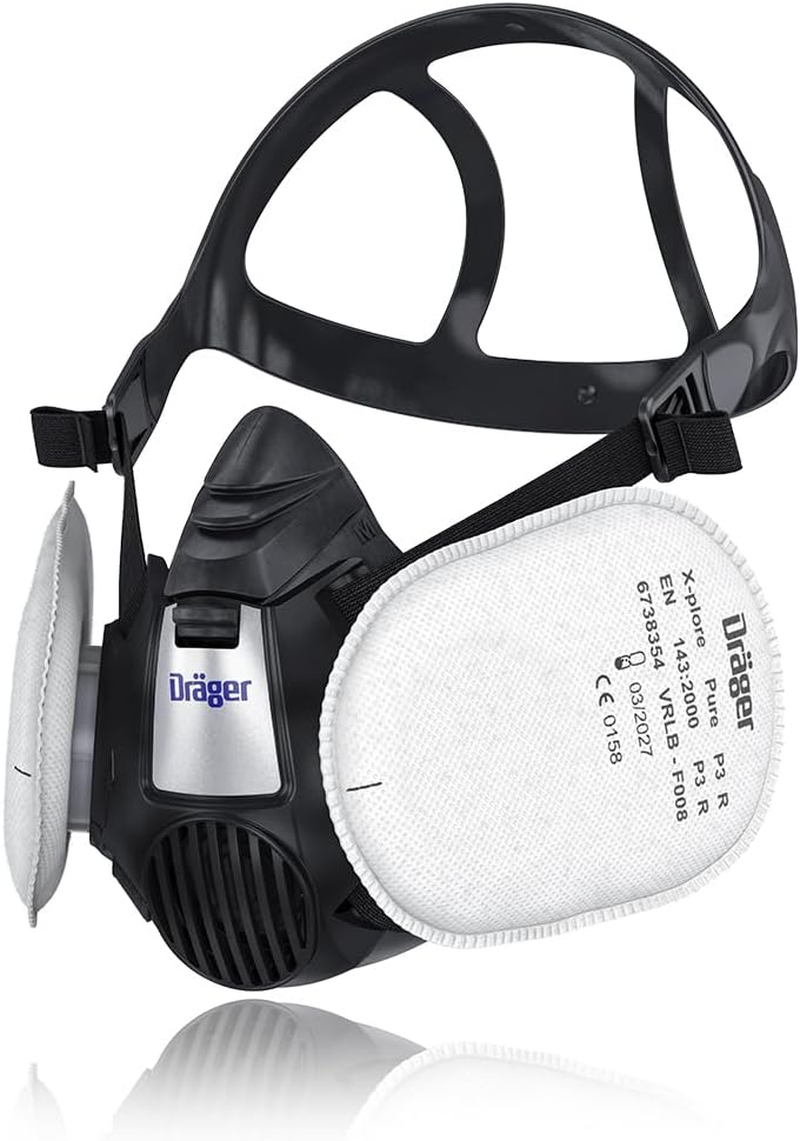 Dr&auml;ger X-Plore&reg; 3500 Half Mask Respirator Set with 2 Reusable Pure P3 Filter Cartridges for Construction Work and DIY, AS/NZS Certified, Size M image number 2