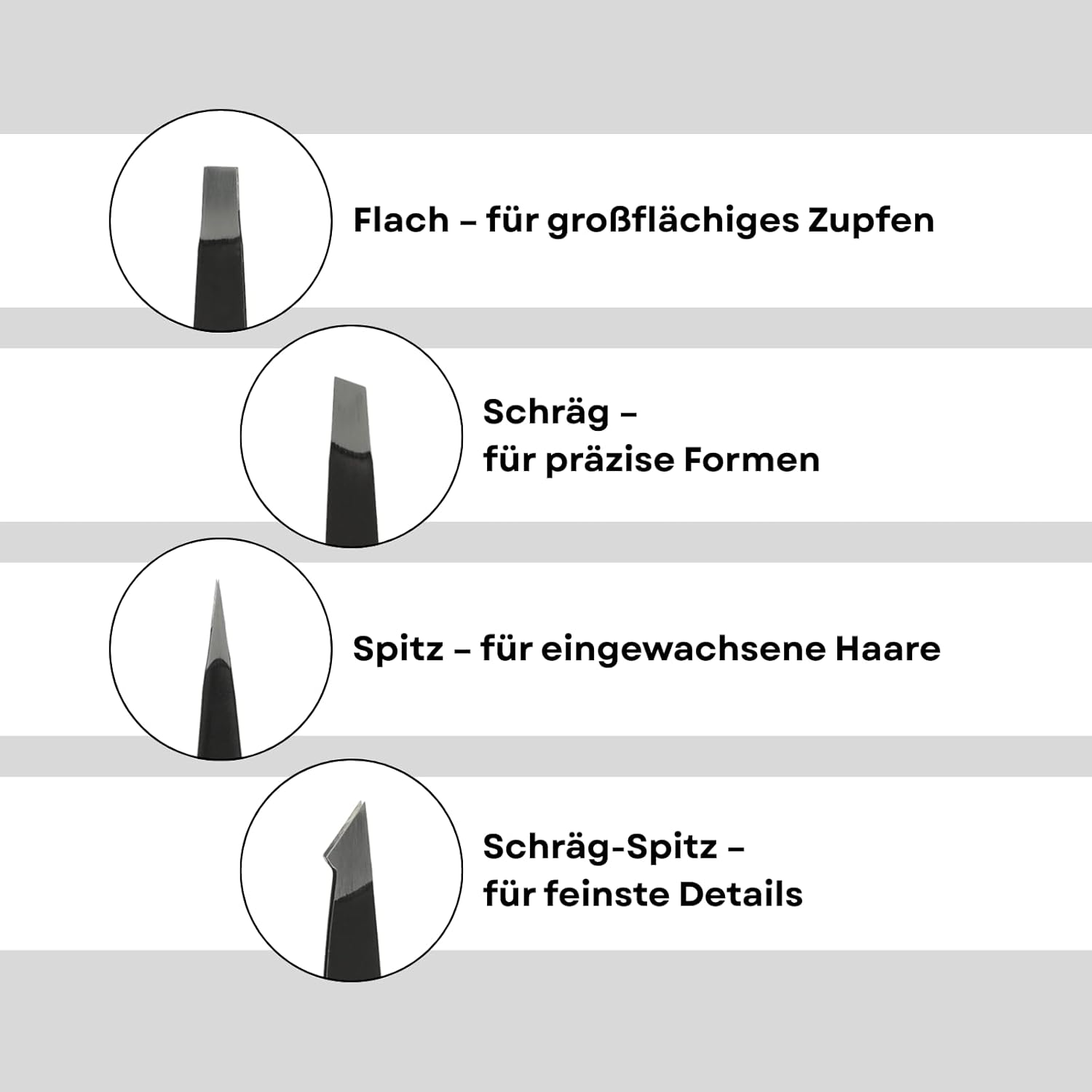 Clauss Eyebrow Set with 4 Tweezers | Four Piece Tweezer Set for Eyebrows and Eyelashes | Stainless Steel Black Finish | Includes Storage Case | BC-S10040 image number 3