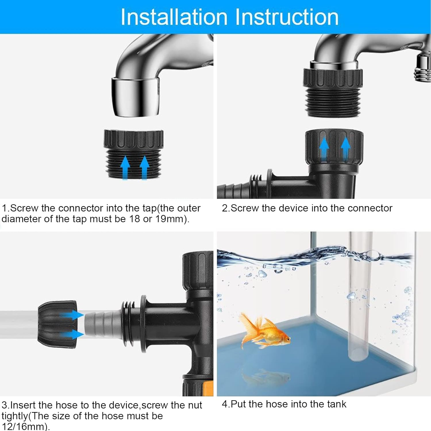 Tnfeeon Fish Tank Water Changer Faucet Connector Aquarium Water Changer with 2 Faucet Adapters image number 4