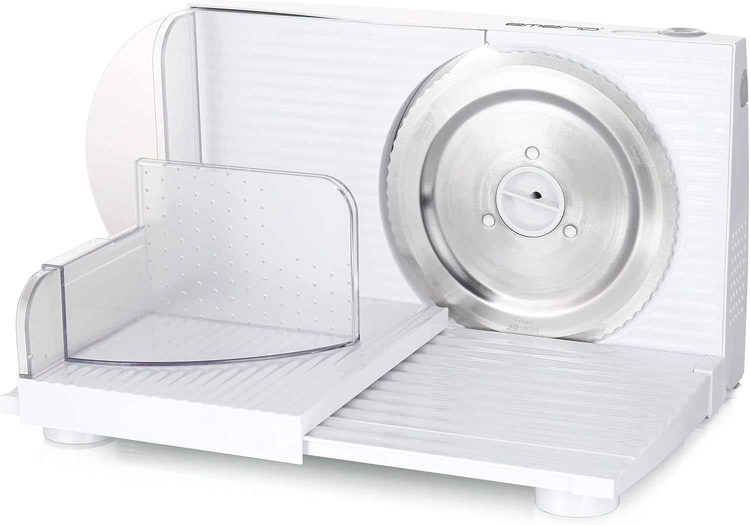 Emerio MS-125000 All-Purpose Slicer, Stainless Steel Knife Unit Made in Germany, Adjustable 0-17 Mm, Bpa-Free, Space-Saving, Foldable, with Safety Switch, Eco 100 Watt, White image number 4