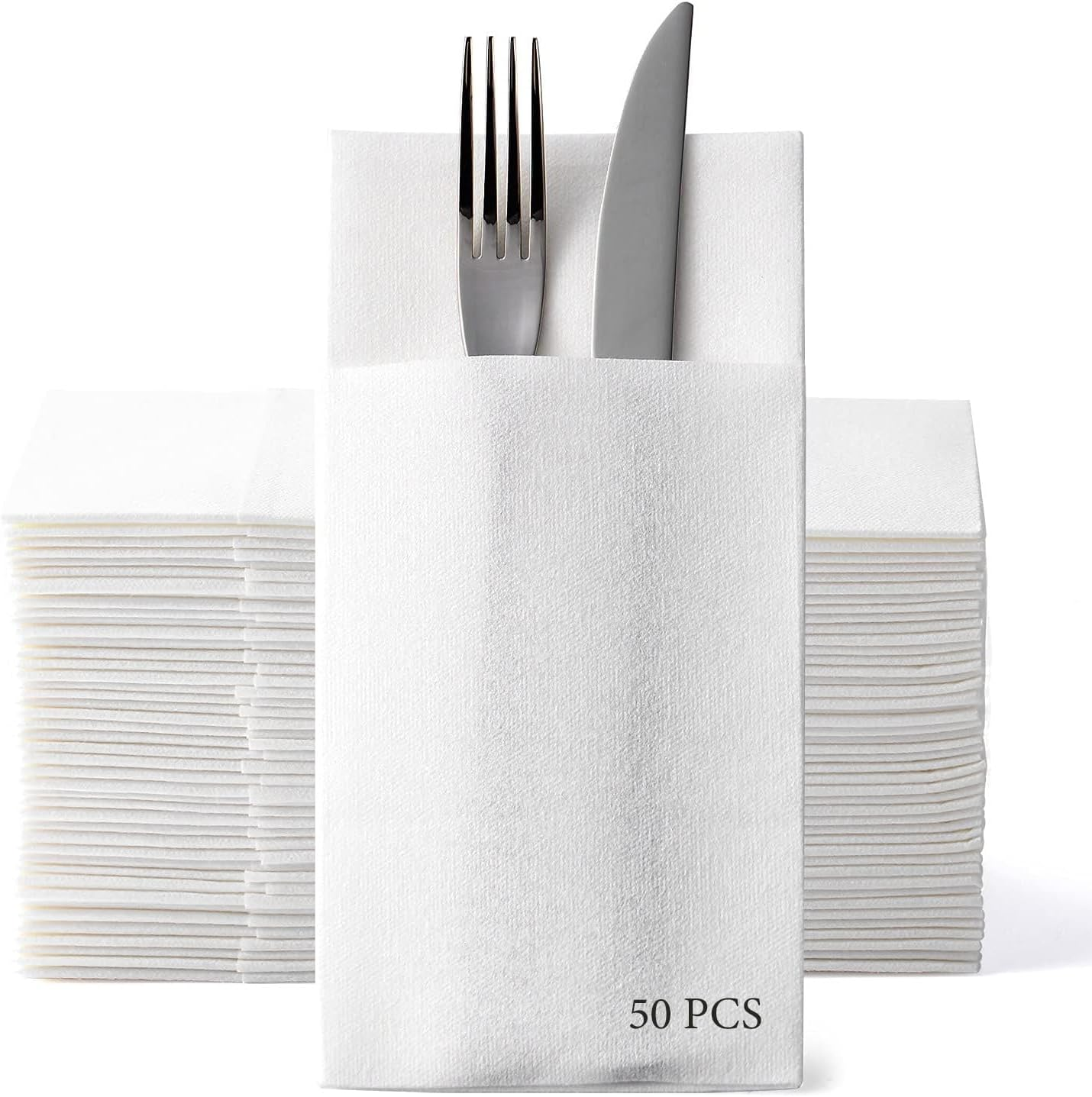LEKOCH 100 Pcs Premium Large Disposable White Paper Napkins Guest Hand Paper Hand Towl Airlaid Dinner Napkins Linen Feel Wedding Napkins 43 * 30 Cm