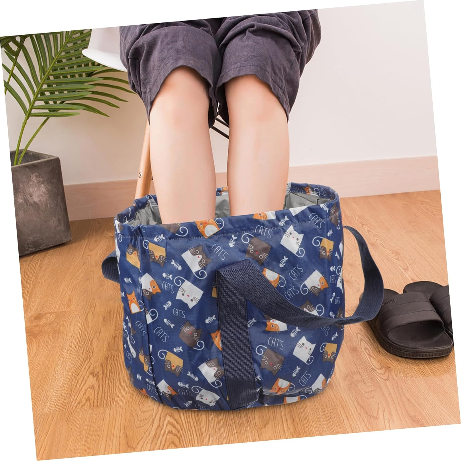 Minkissy Foldable Footbath Tub Large Foot Bath Basin Portable Foot Soaking Spa Tub Bag image number 1