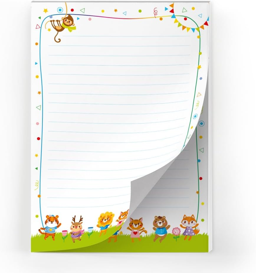 Writing Paper Set Letter Pad with Envelope for Girls Boys Kids Motif Animals Letter Paper Pad Lined (A5 Pad with 25 Sheets + 15 Envelopes) image number 4