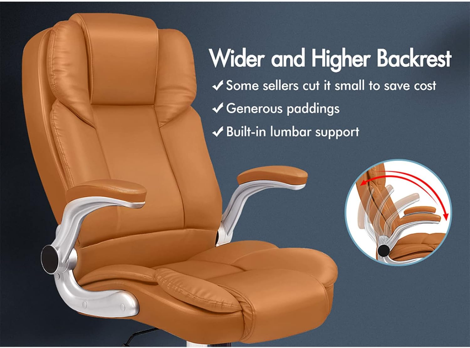 ALFORDSON Executive Office Chair, Ergonomic Computer Home Desk Chair with Adjustable Armrests, Swivel High Back Leather Video Game Chairs (Saxon Brown)