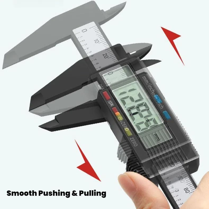 Digital Caliper Measuring Tools, W.Sealet 0-6 Inch Electronic Vernier Caliper with Large LCD Screen, Lightweight Plastic Reinforced with Carbon Fibres Caliper image number 3