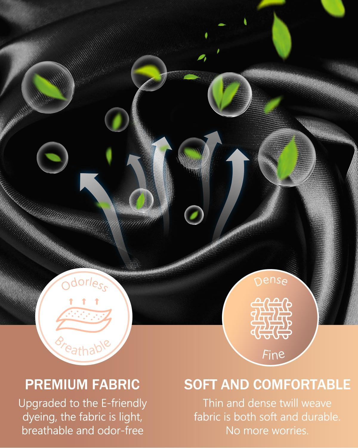 Mikimini Large Shower Cap for Women Long Hair, Black, Reusable Waterproof Double Layers XL Washable Colorfast Odorless High-Quality Shower Cap for Men with Vibrant Orange Edge