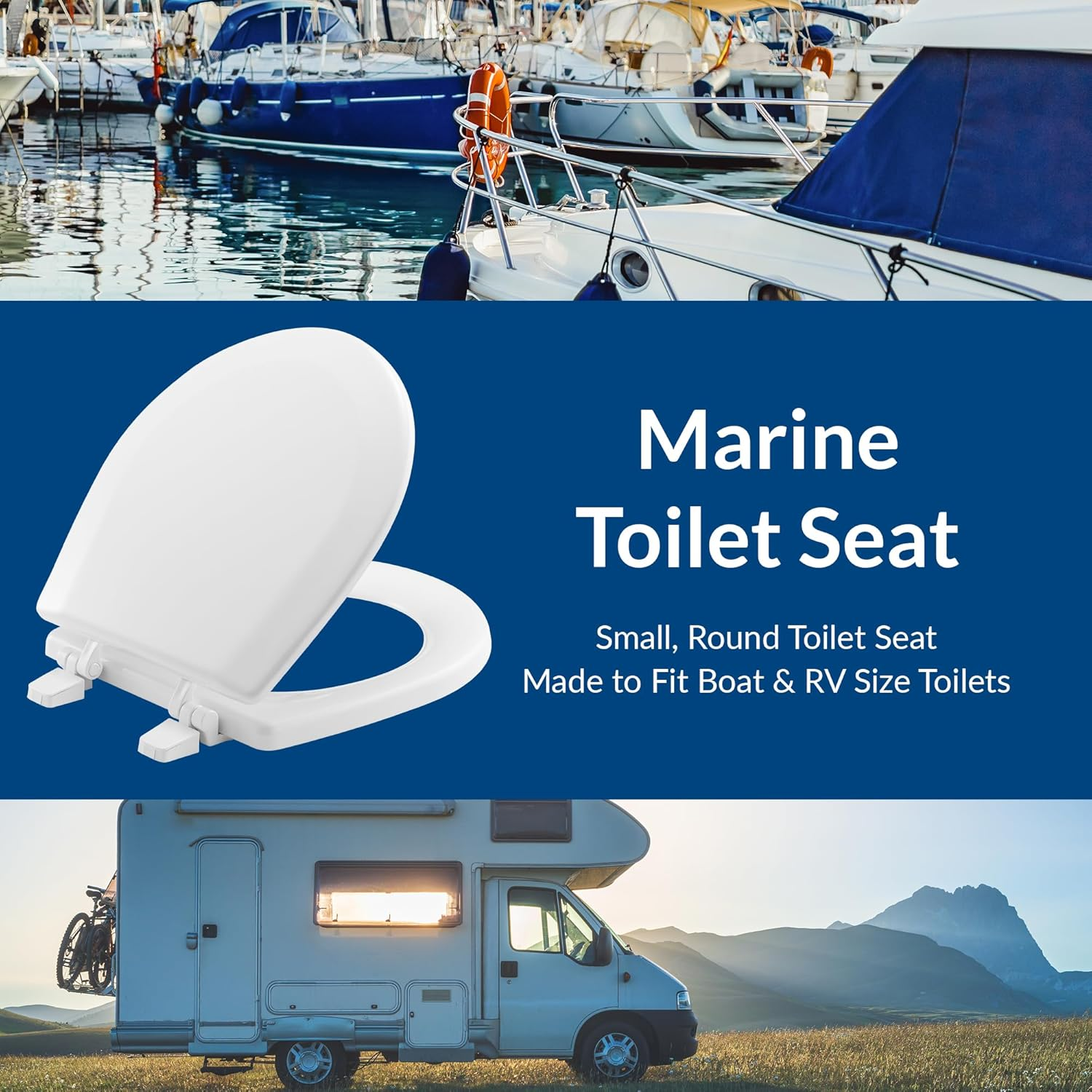 Bemis TC50TTA 000 Marine Toilet Seat, Durable Enameled Wood, 14.88" L X 13" W, White, 1 Pack image number 4