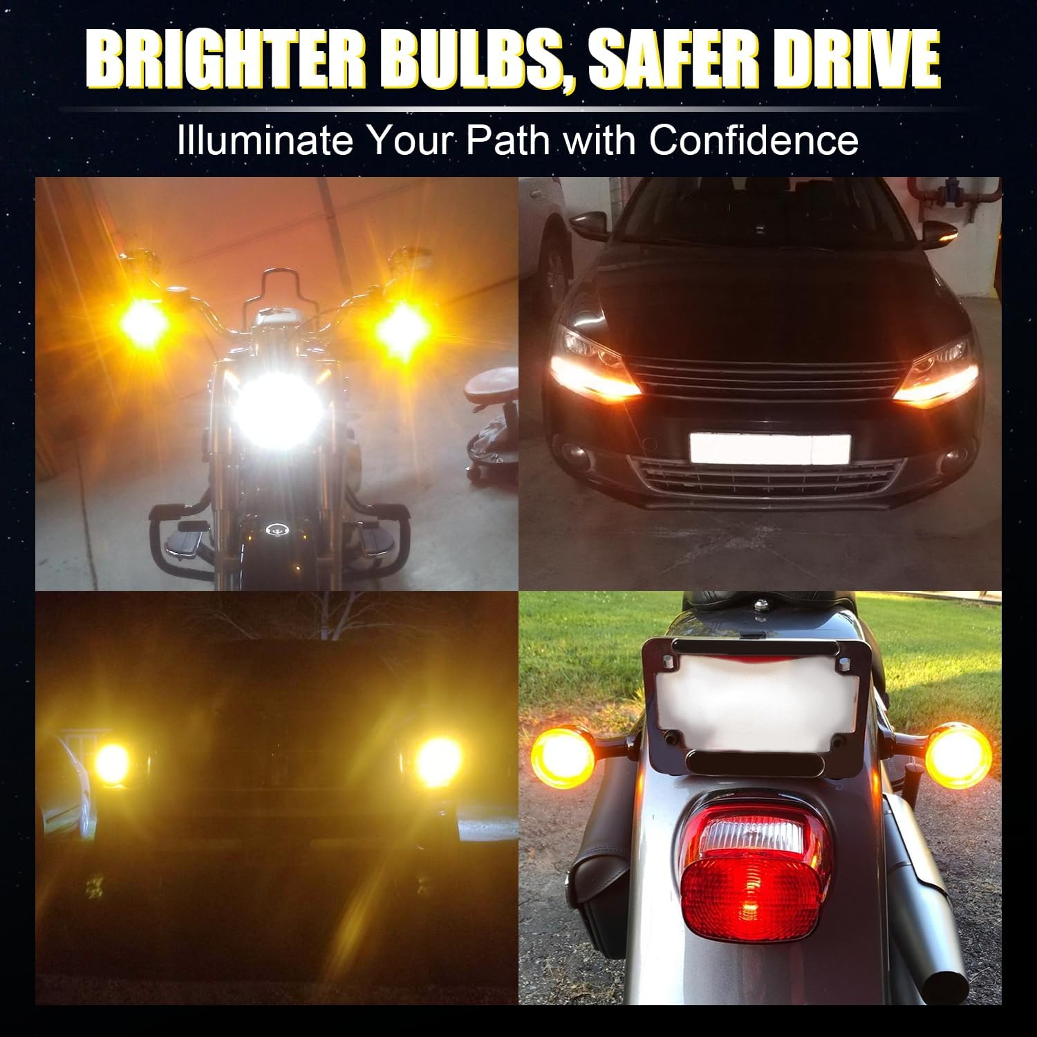 Ibrightstar Newest 9-30V Super Bright Low Power 1157 2057 2357 7528 BAY15D LED Bulbs with Projector Replacement for Turn Signal Lights,Amber Yellow image number 1