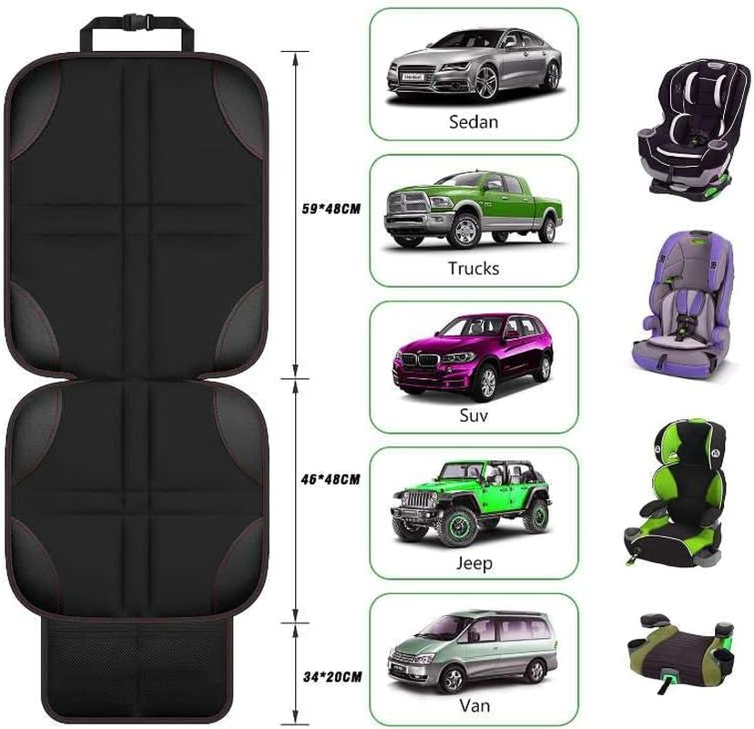 Car Seat Organizers for Kids and Pet, 2 Pack X-Large Kick Mats with Large Storage Pockets, Non-Slip Backseat Cover to Protect from Shoes, Dirt, Mud, Scratches. image number 1