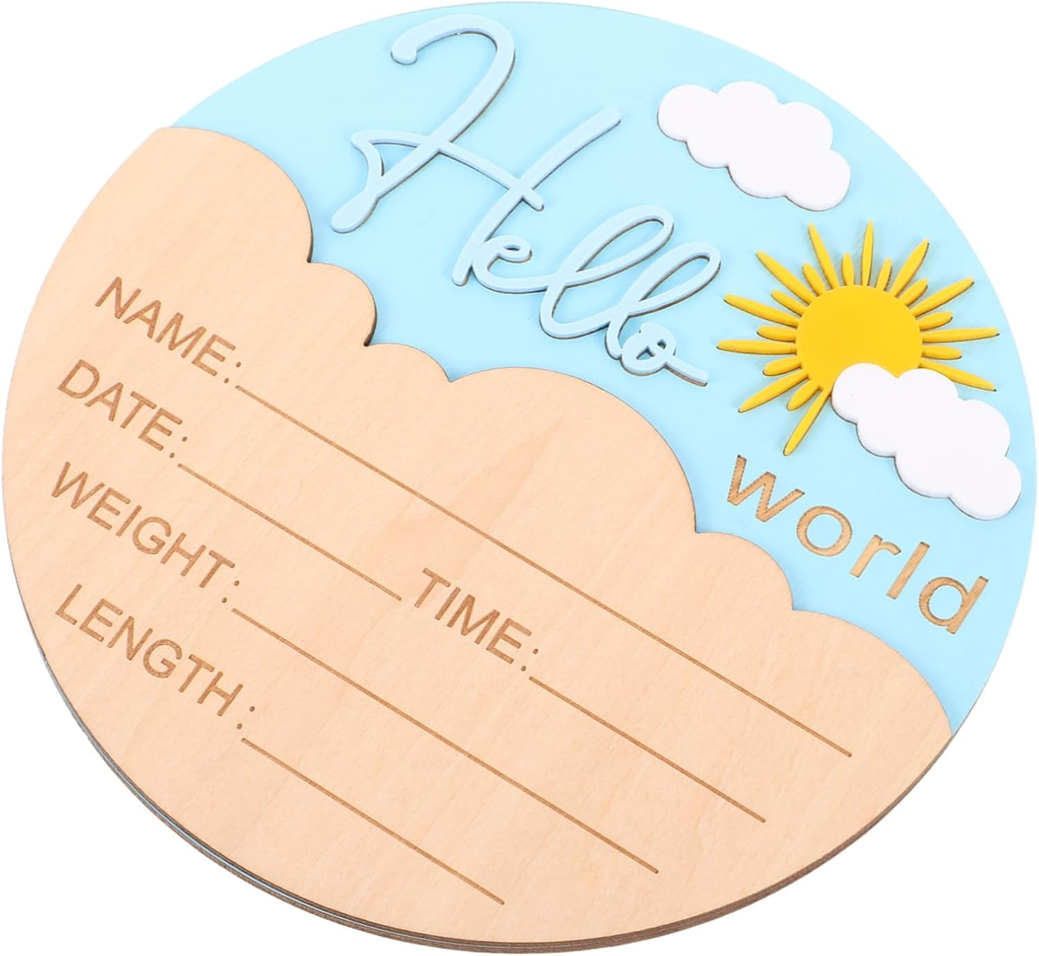 Yardwe Wooden Birth Name Plaques for Boys Photo Props for Shower Nursery and Hospital Lightweight Durable Design